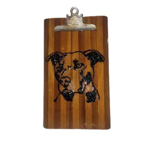 American Pitbull Clipboard Upcycled Wall Art- 14"× 8"